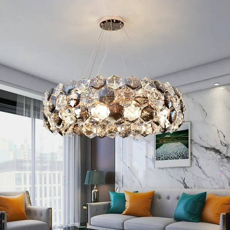 Modern honeycomb crystal wrought iron chandelier dining room light
