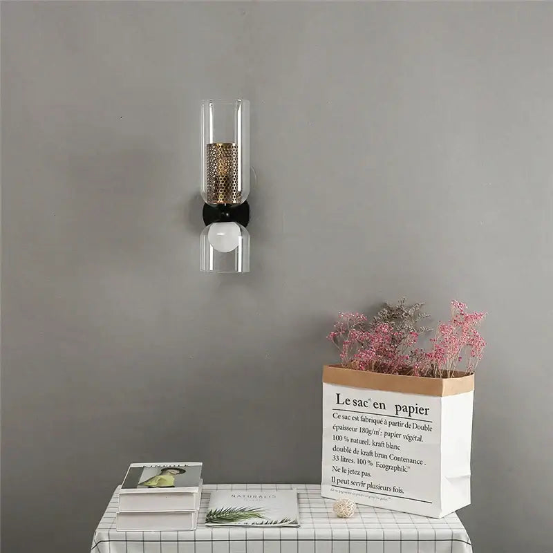 Modern honeycomb glass double headed led wall lamp bedroom sconce