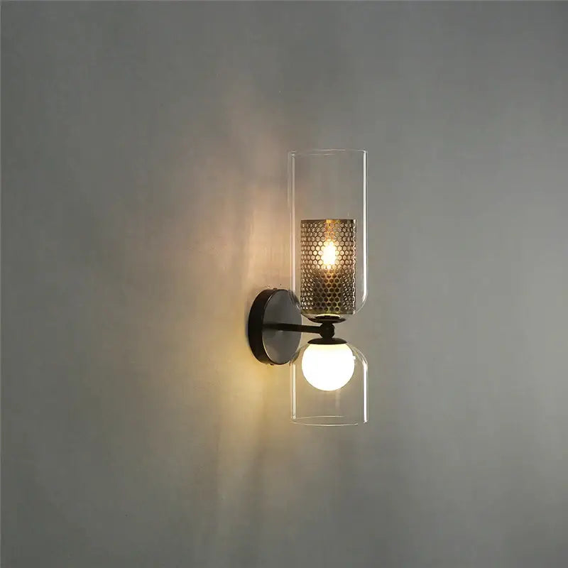 Modern honeycomb glass double headed led wall lamp bedroom sconce