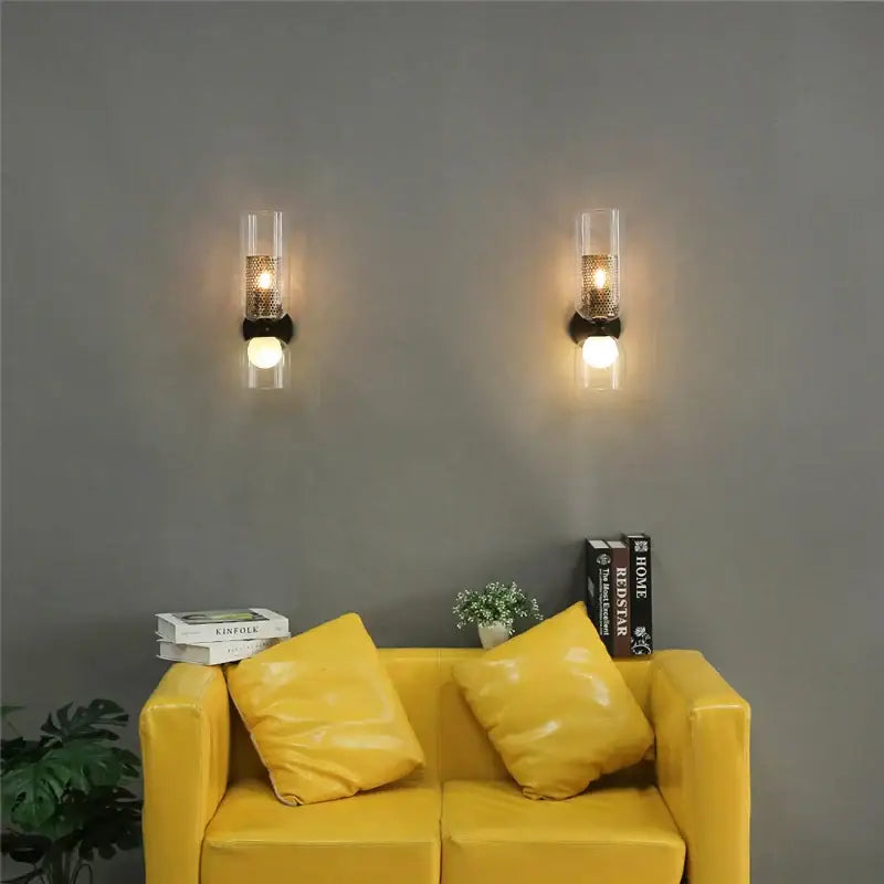 Modern honeycomb glass double headed led wall lamp bedroom sconce