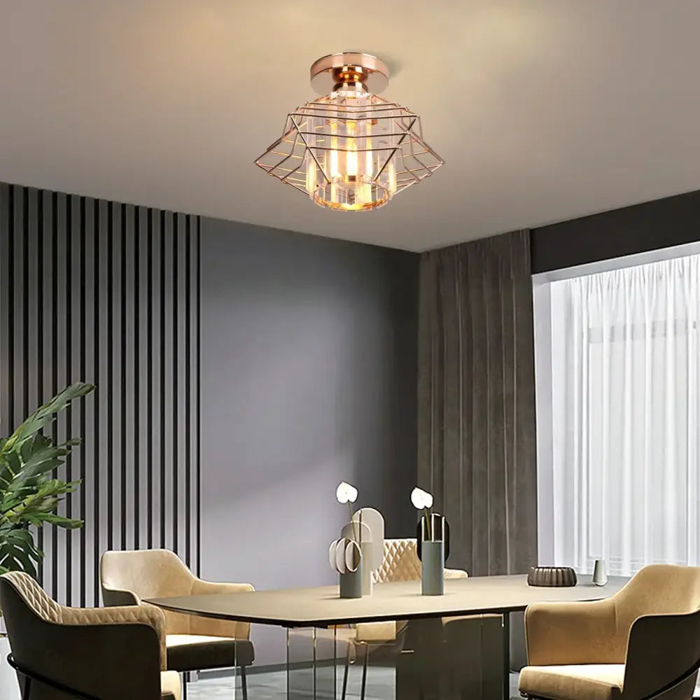 Modern industrial black crystal ceiling chandelier living room light