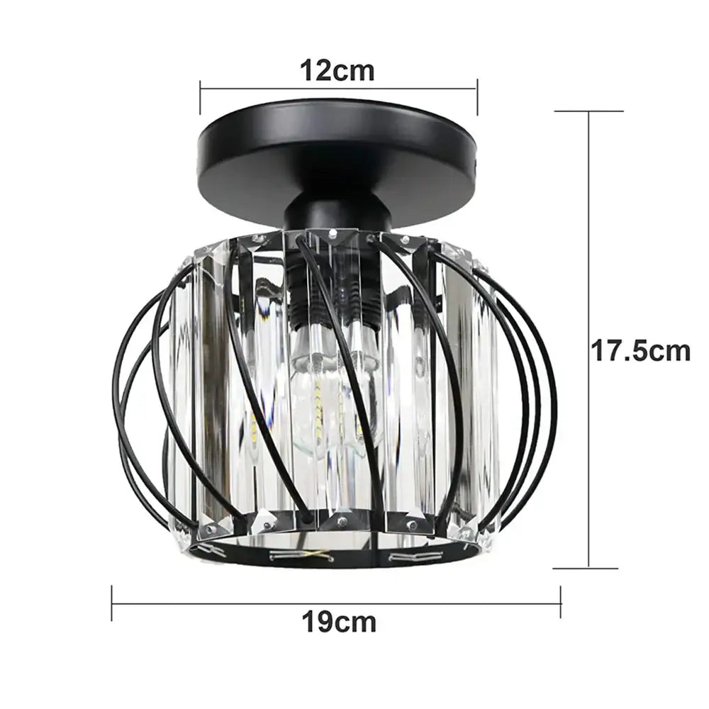 Modern industrial black crystal ceiling chandelier living room light