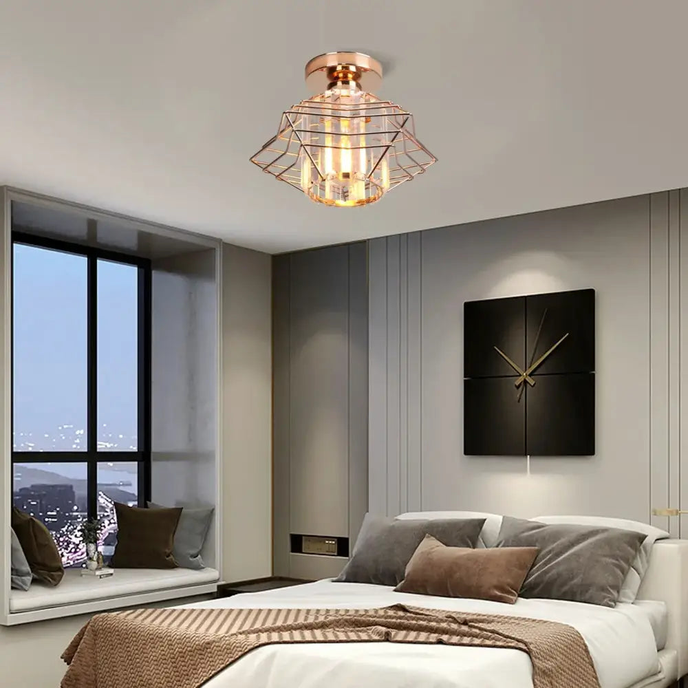 Modern industrial black crystal ceiling chandelier living room light