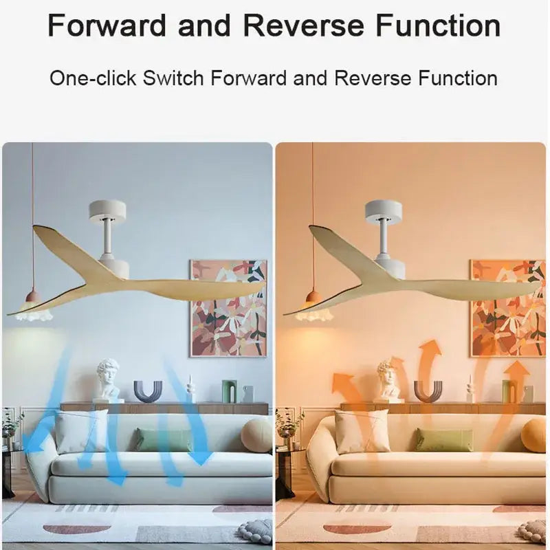 Modern industrial wind ceiling fans with wood blades for living room