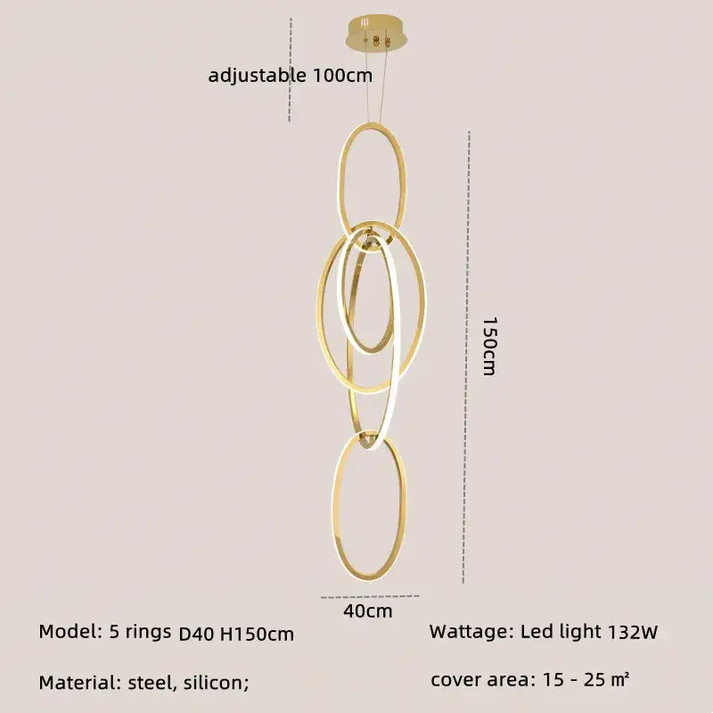 Modern interlocking oval gold wall sconce lighting fixture bedroom