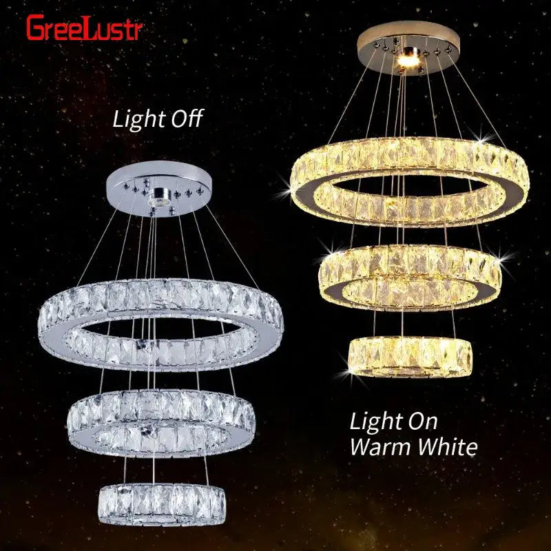 Modern interlocking ring crystal led chandelier living room light