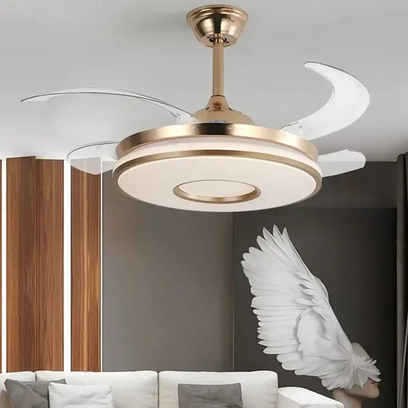 Modern invisible gold ceiling fan with light for living room