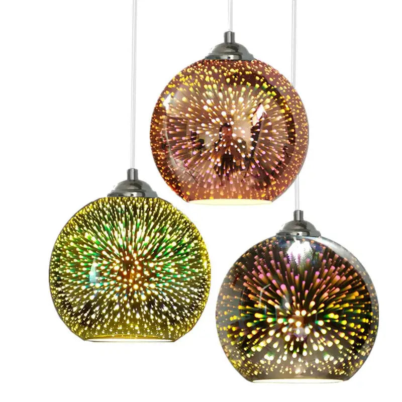 Modern iridescent colorful 3d glass pendant lights dining room