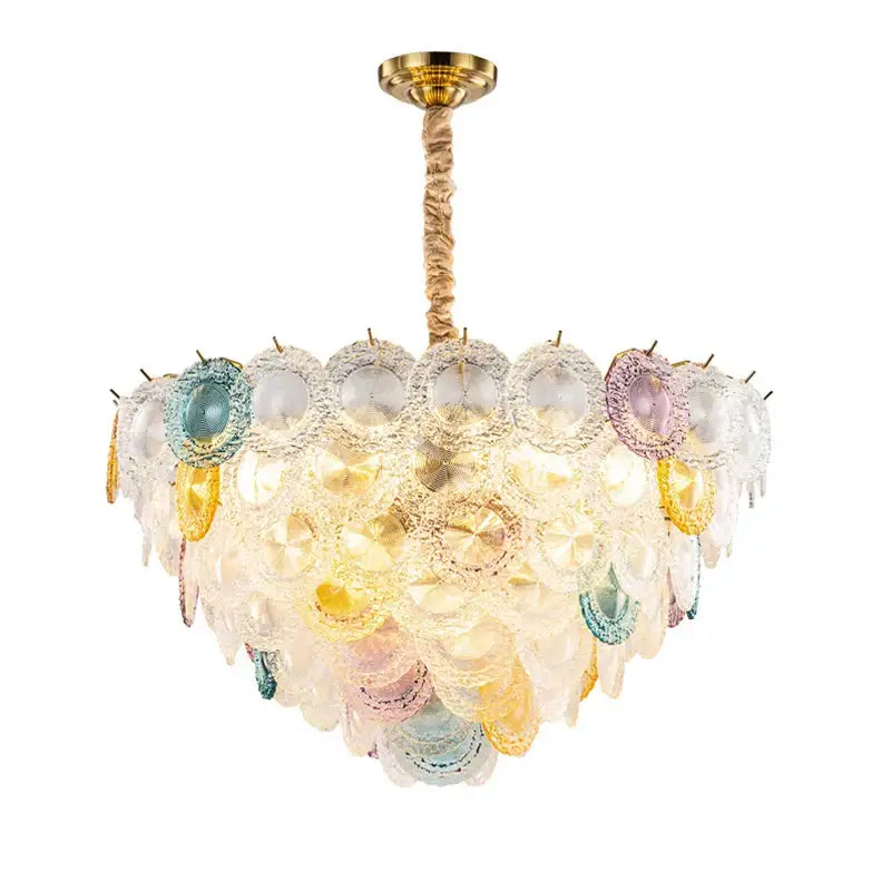 Modern iron glass colorized chandelier gold foyer lighting