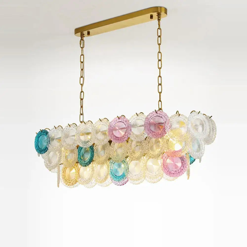 Modern iron glass colorized chandelier gold foyer lighting