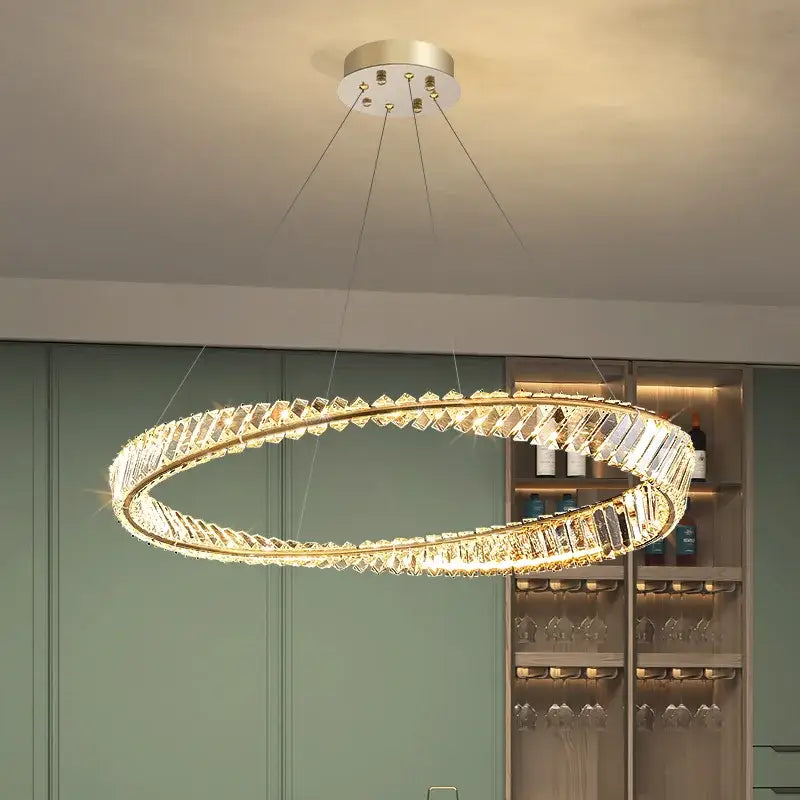 Modern irregular gold steel pendant light dining room dimmable crystal