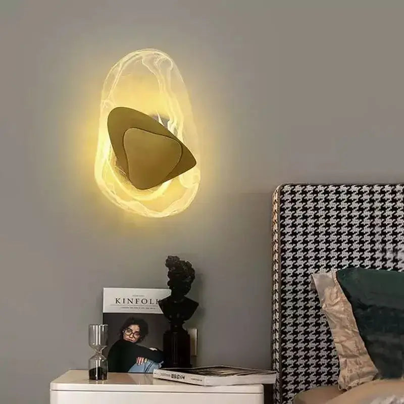 Modern irregular graphic wall light bedroom frosted glass sconce