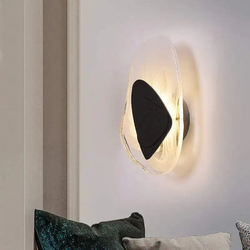 Modern irregular graphic wall light bedroom frosted glass sconce