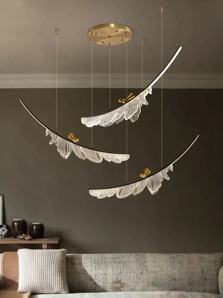 Modern italian copper chandelier gold bird pendant light dining room