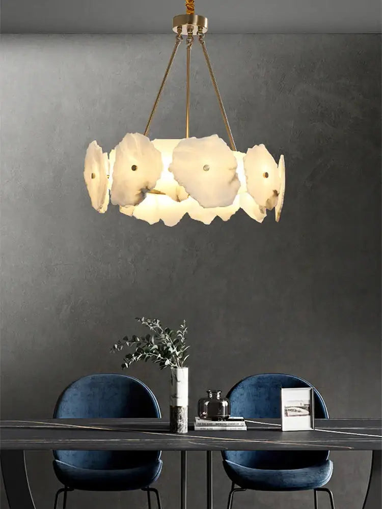 Modern ivory white marble led ceiling light living room fixture
