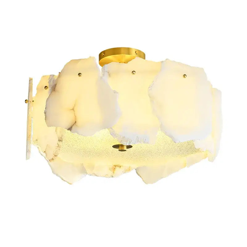 Modern ivory white marble led ceiling light living room fixture