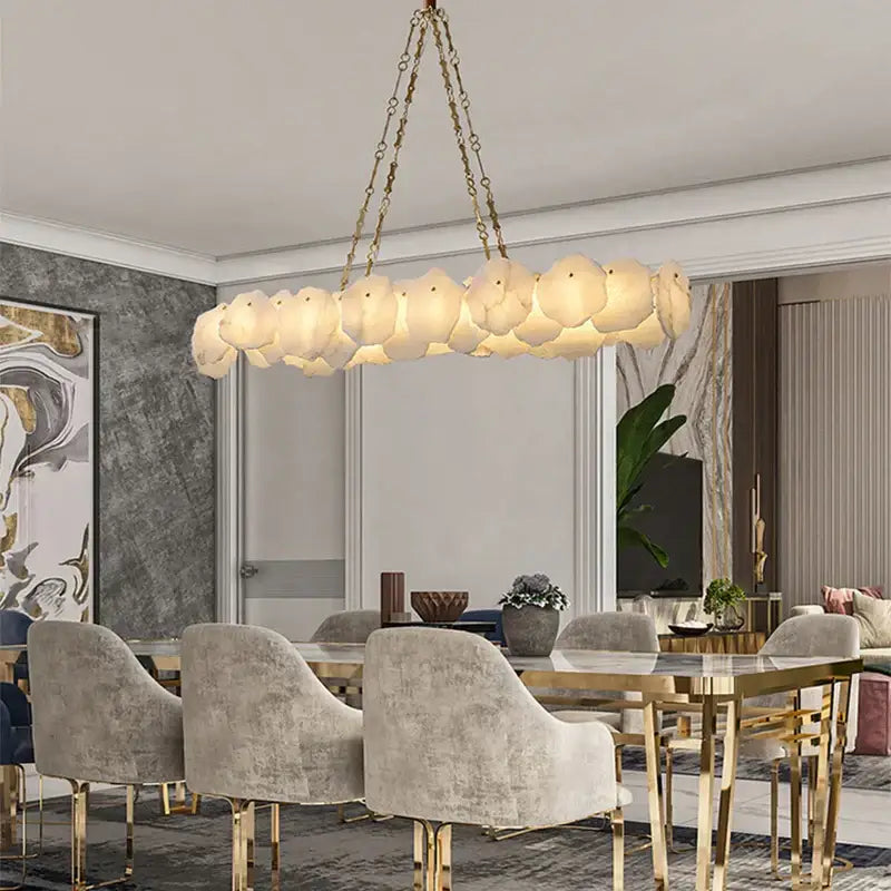 Modern ivory white marble led ceiling light living room fixture