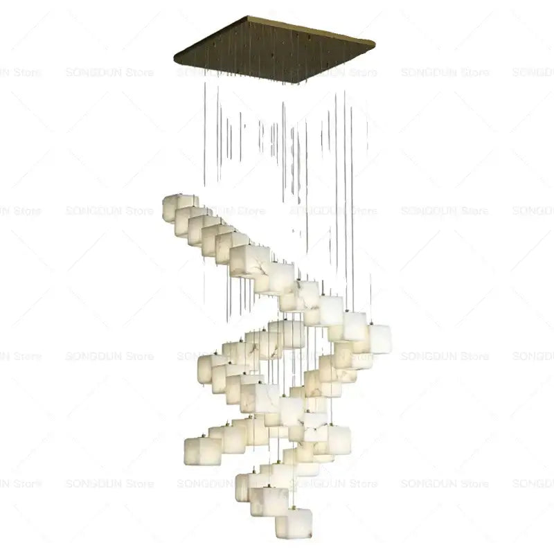 Modern jade design spiral alabaster chandelier living room light