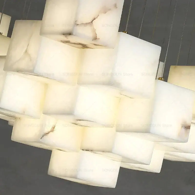 Modern jade design spiral alabaster chandelier living room light