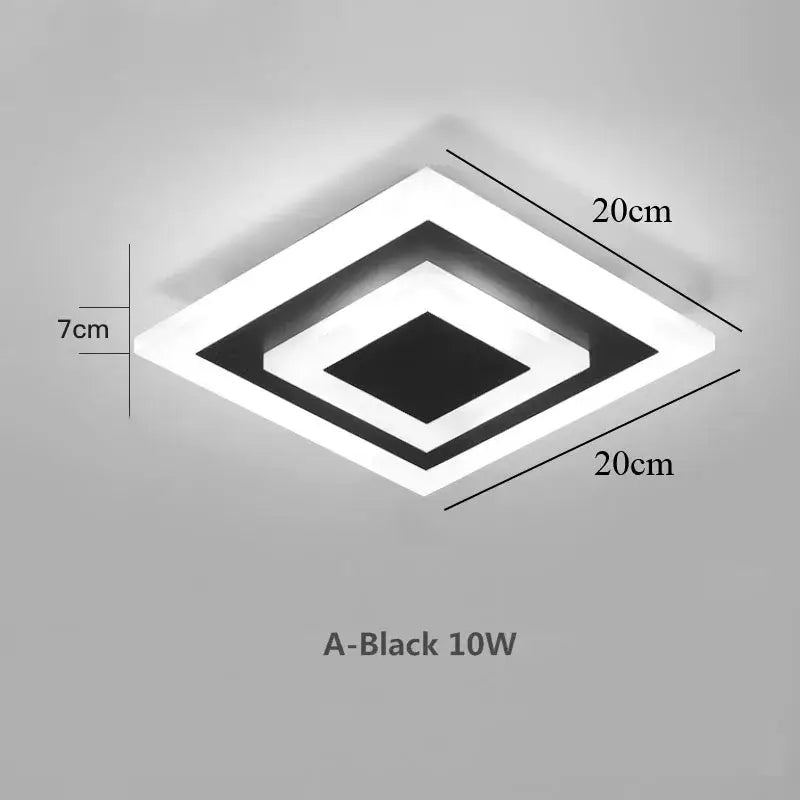 Modern layered geometric led ceiling light living room black trim