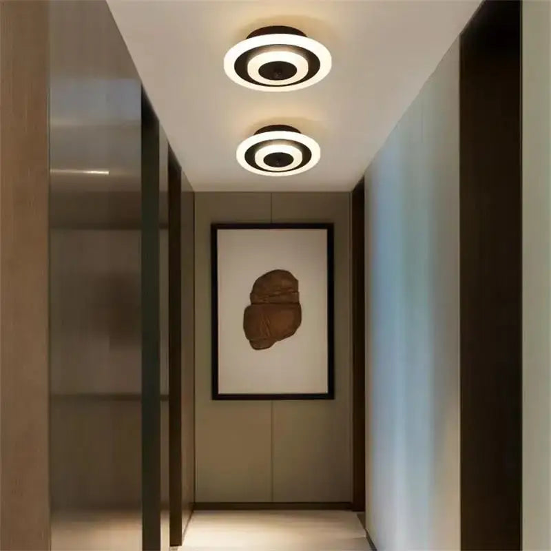 Modern layered geometric led ceiling light living room black trim