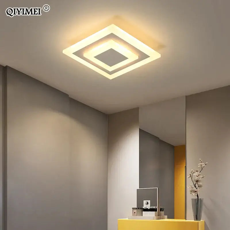 Modern layered geometric led ceiling light living room black trim