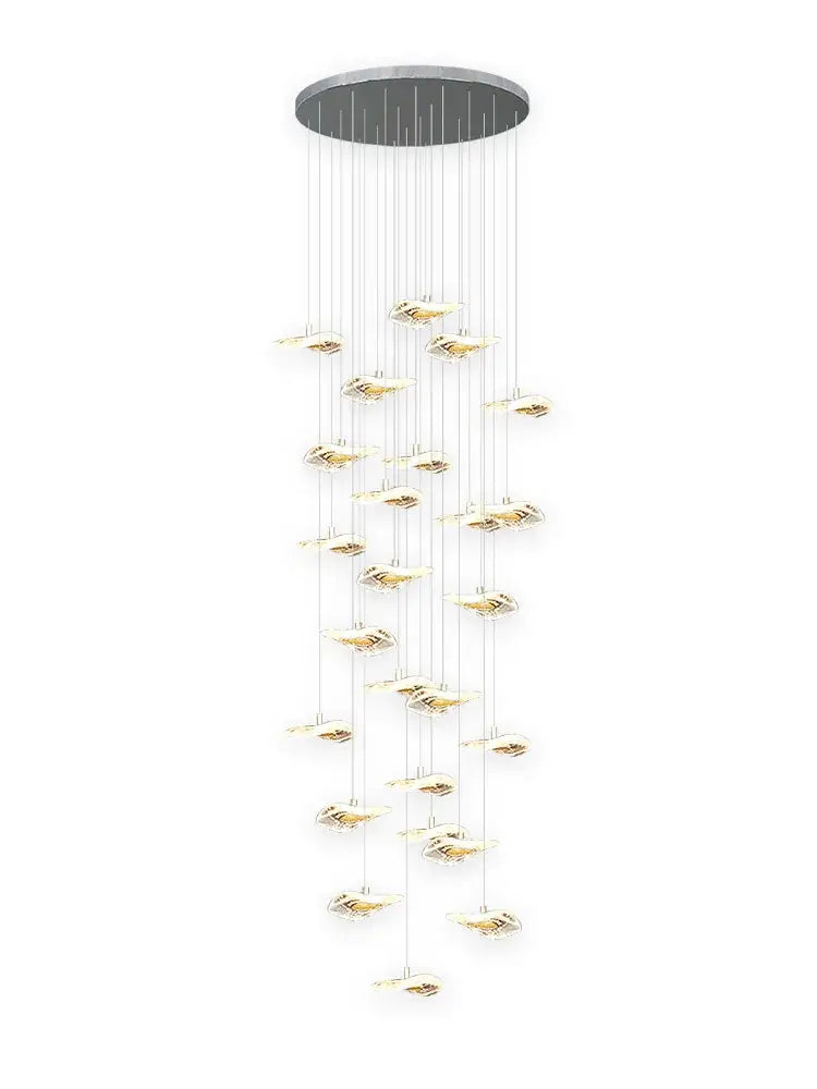 Modern leaf crystal glass staircase chandelier living room light