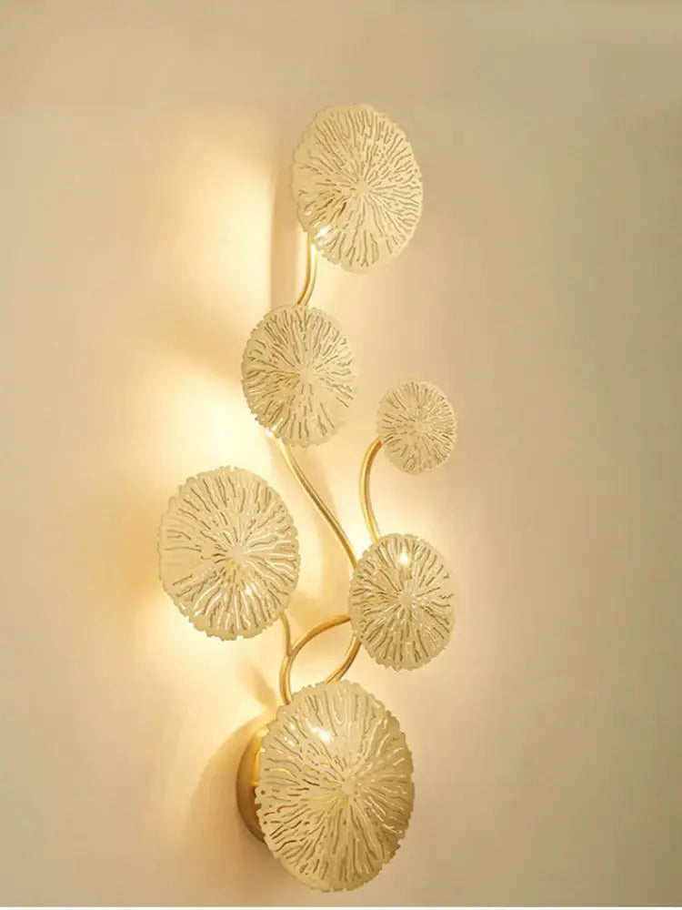 Modern leaf gold iron wall sconce for living room