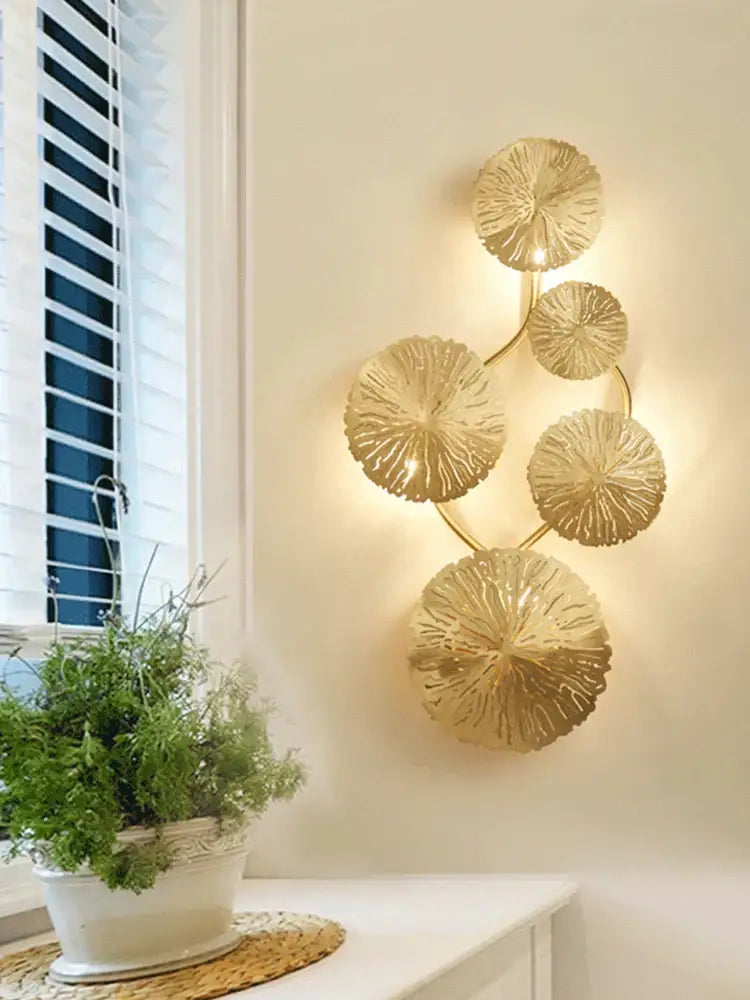 Modern leaf gold iron wall sconce for living room