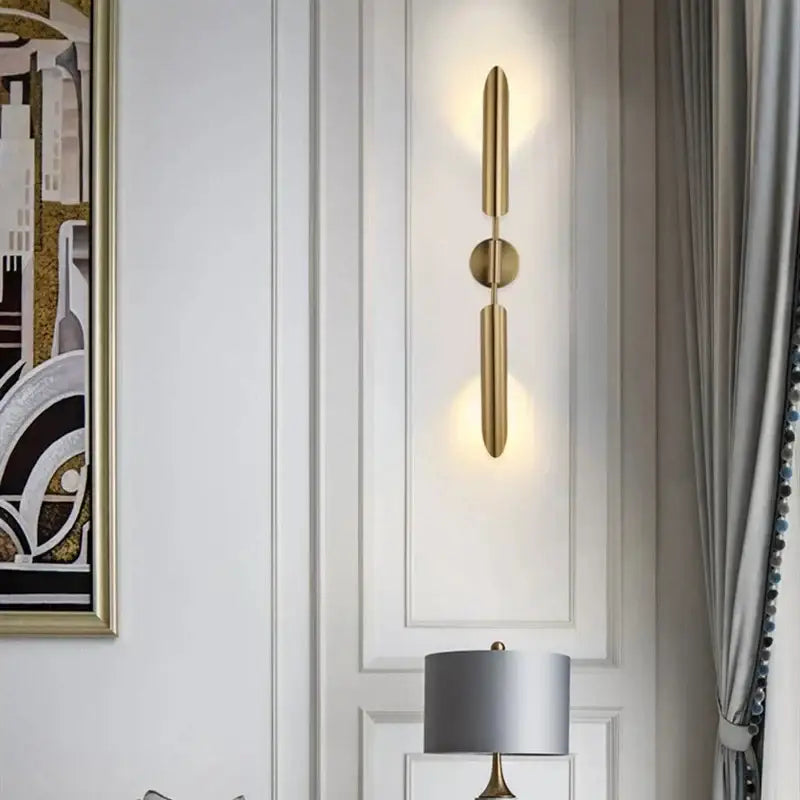 Modern leaf gold led wall lamp for bedroom with glass bulb