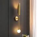 Modern leaf gold led wall lamp for bedroom with glass bulb