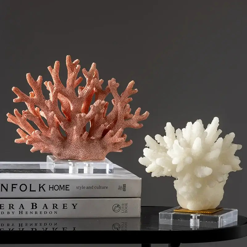 Modern light blue coral resin sculpture living room ornament