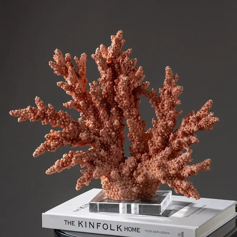 Modern light blue coral resin sculpture living room ornament