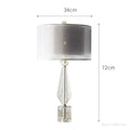 Modern luxe gray and crystal table lamp for bedroom lighting