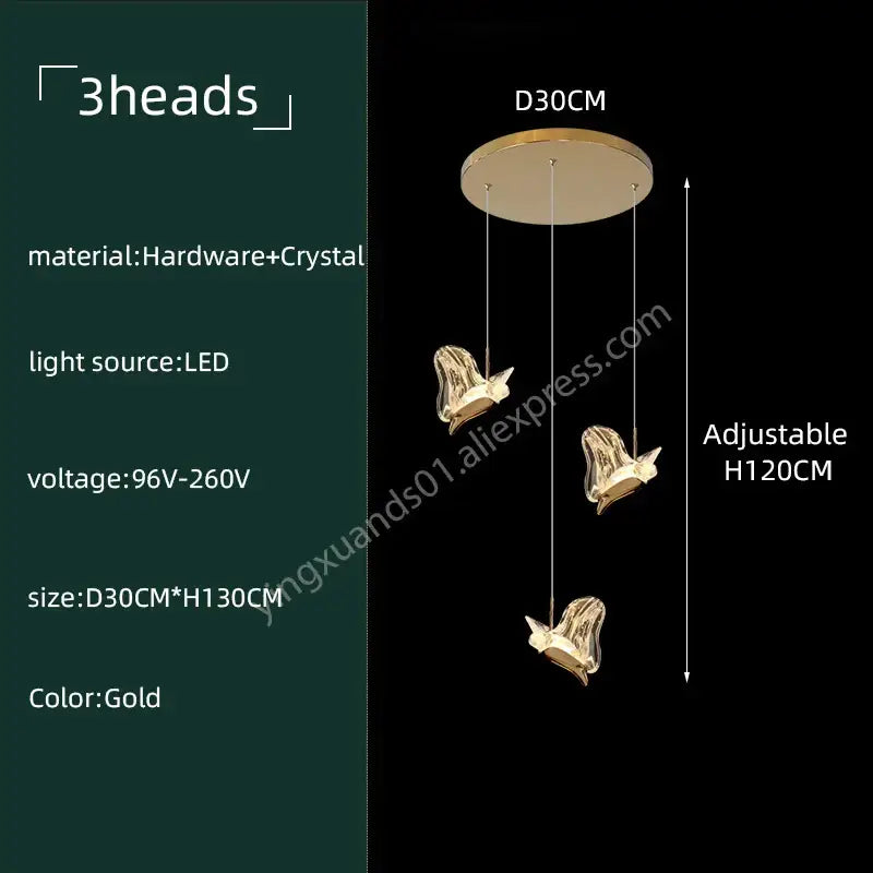 Modern luxury butterfly gold decorbites crystal chandelier living room