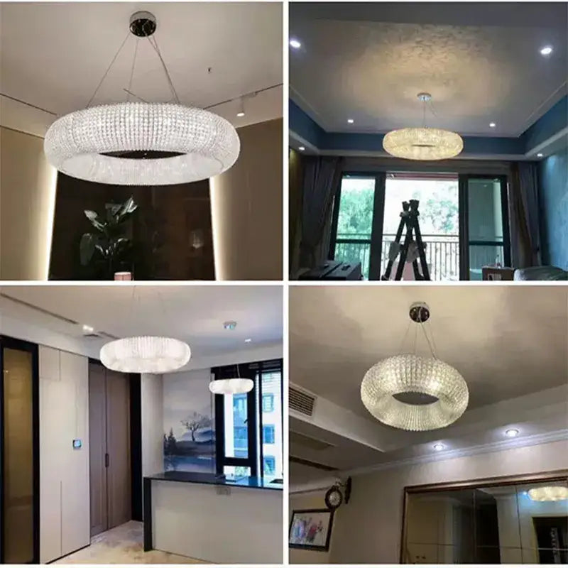 Modern luxury crystal circle chandelier living room pendant light