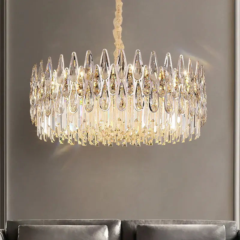 Modern luxury crystal led chandelier stairway villa light