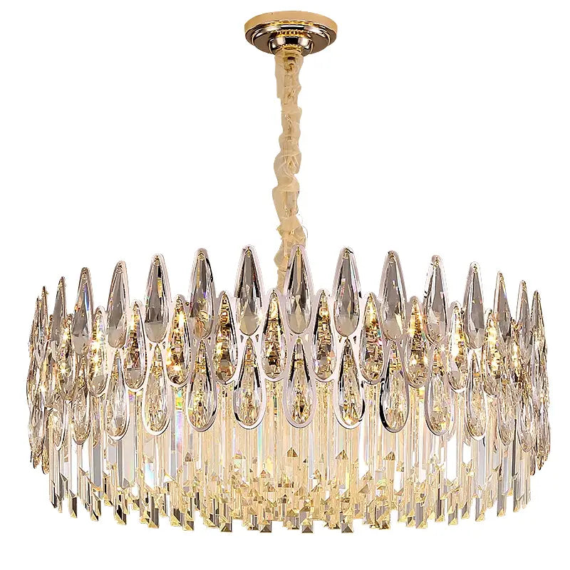 Modern luxury crystal led chandelier stairway villa light