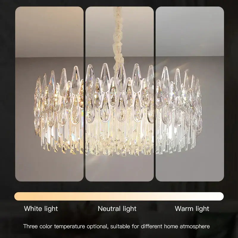 Modern luxury crystal led chandelier stairway villa light