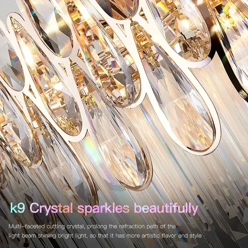 Modern luxury crystal led chandelier stairway villa light