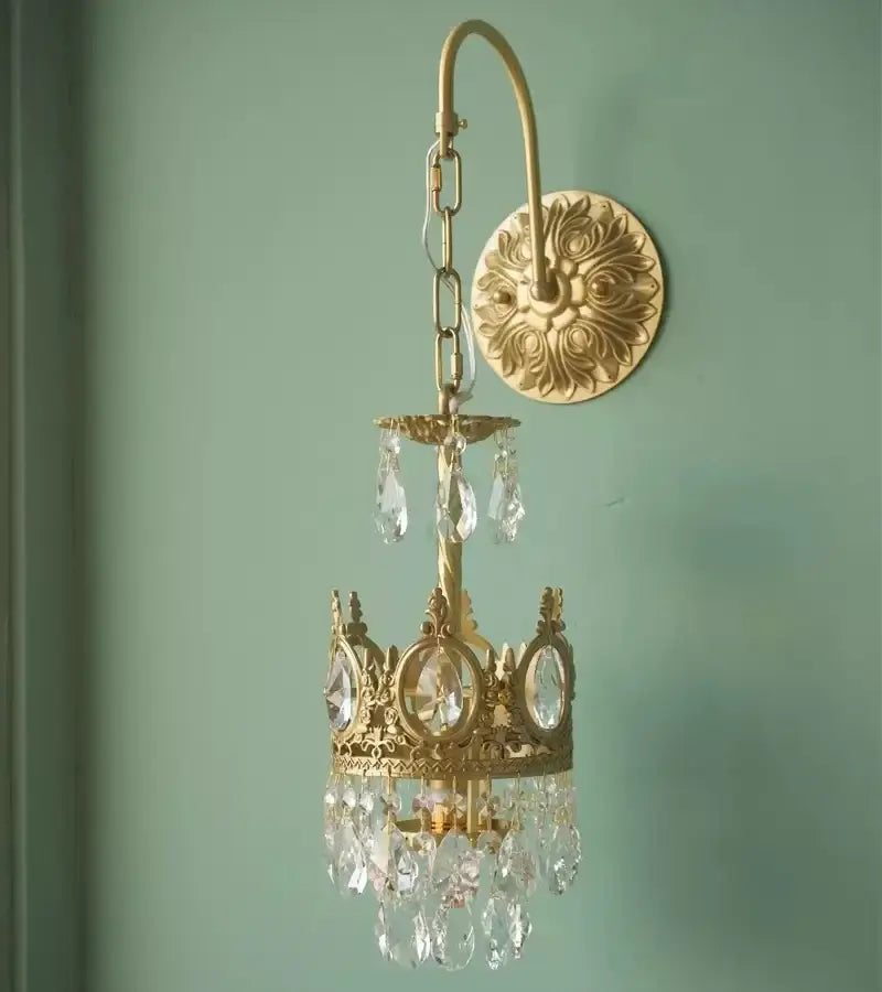 Modern luxury gold crystal crown chandelier living room light