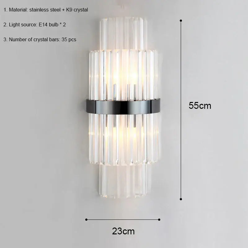 Modern luxury gold crystal led wall lamp for bedroom