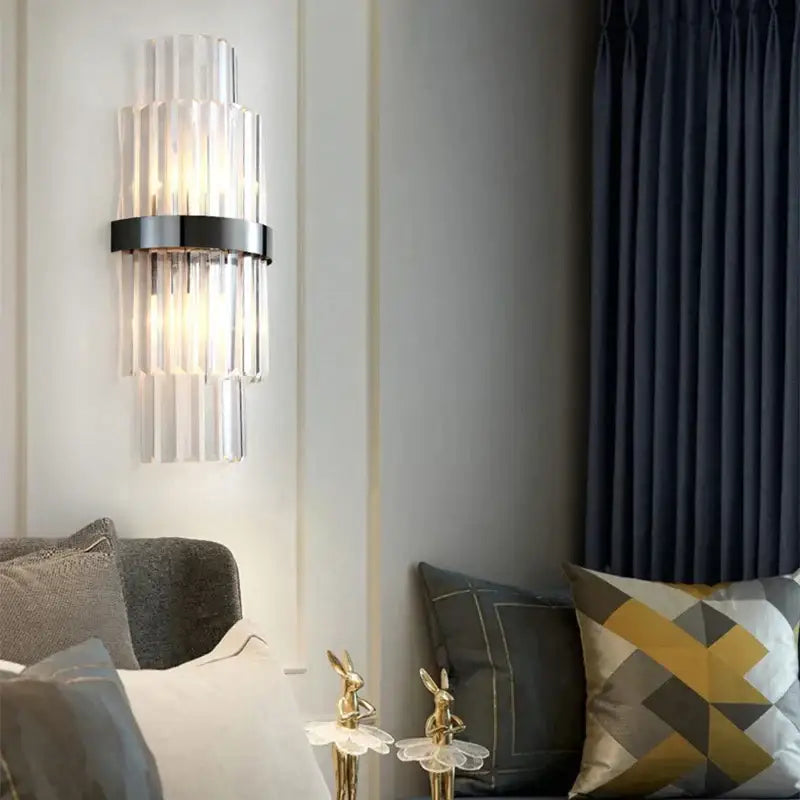 Modern luxury gold crystal led wall lamp for bedroom