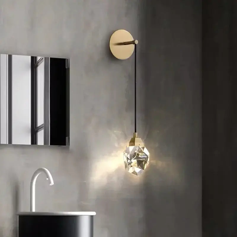 Modern luxury gold crystal led wall sconce bedroom light fixture