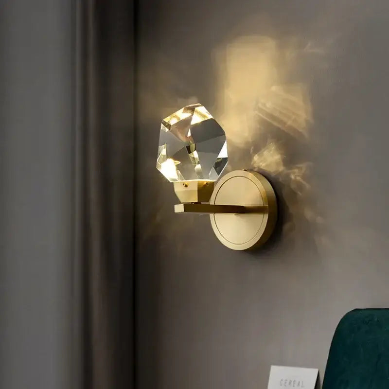 Modern luxury gold crystal led wall sconce bedroom light fixture
