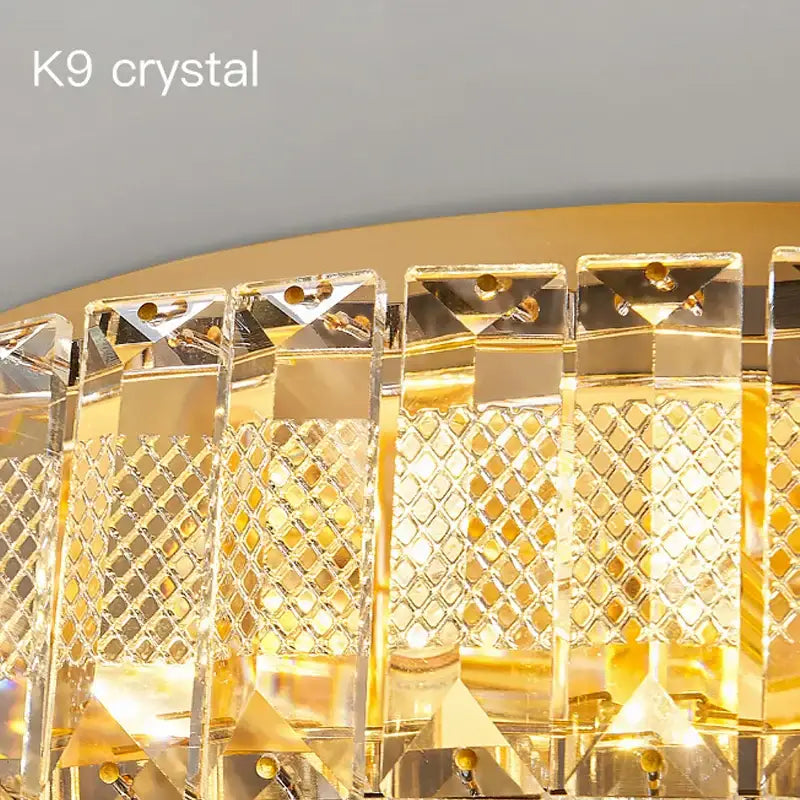 Modern luxury gold crystal round ceiling lamp living room lighting