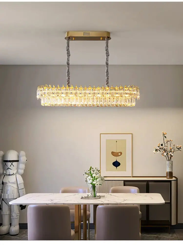 Modern luxury gold double crystal ceiling chandelier living room