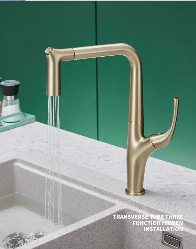 Modern matte black 3 way kitchen faucet water filter sink mixer