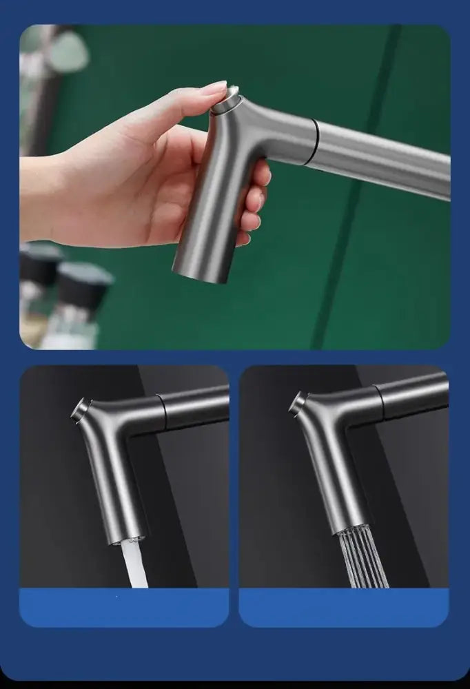 Modern matte black 3 way kitchen faucet water filter sink mixer