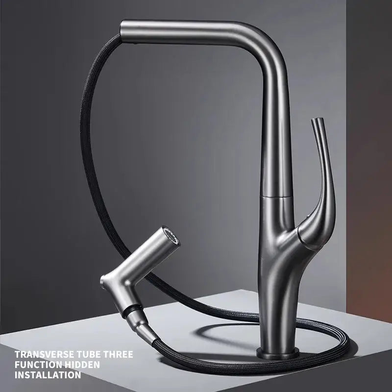 Modern matte black 3 way kitchen faucet water filter sink mixer